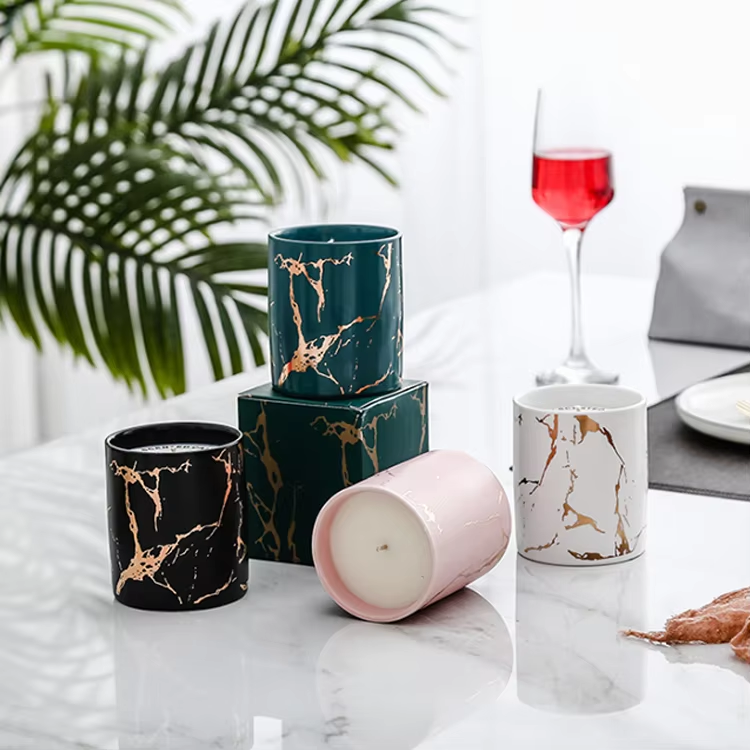 Lambey Best Selling Customized elegant Marbling multi-color candle jars scented candles for healing and relax