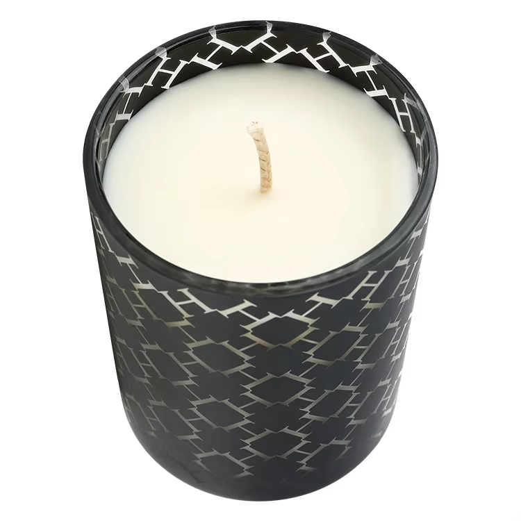 All Naturall Soy Wax Custom Label Flavors Soy Wax Black Candle Glass Jar Scented Candle With Lid
