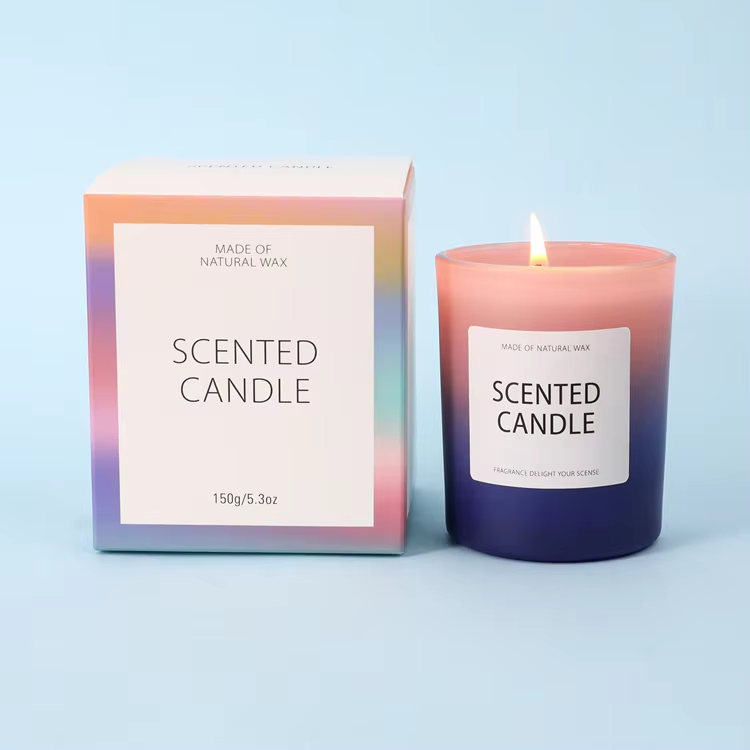 Custom glass gradient color scented candle