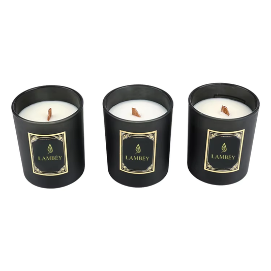 All Naturall Soy Wax Custom Label Flavors Soy Wax Black Candle Glass Jar Scented Candle With Lid