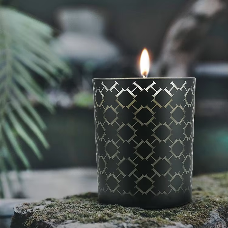 All Naturall Soy Wax Custom Label Flavors Soy Wax Black Candle Glass Jar Scented Candle With Lid