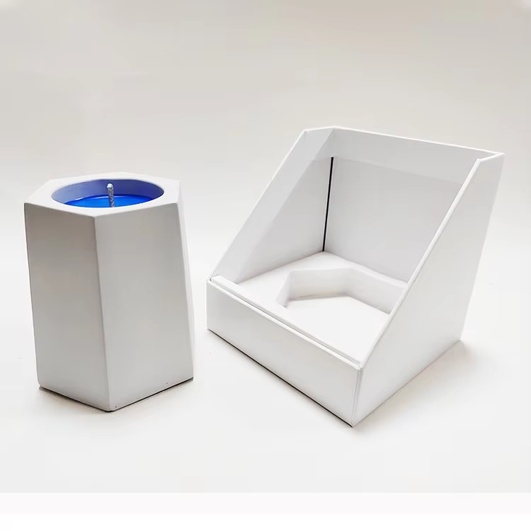 Blue cement candle