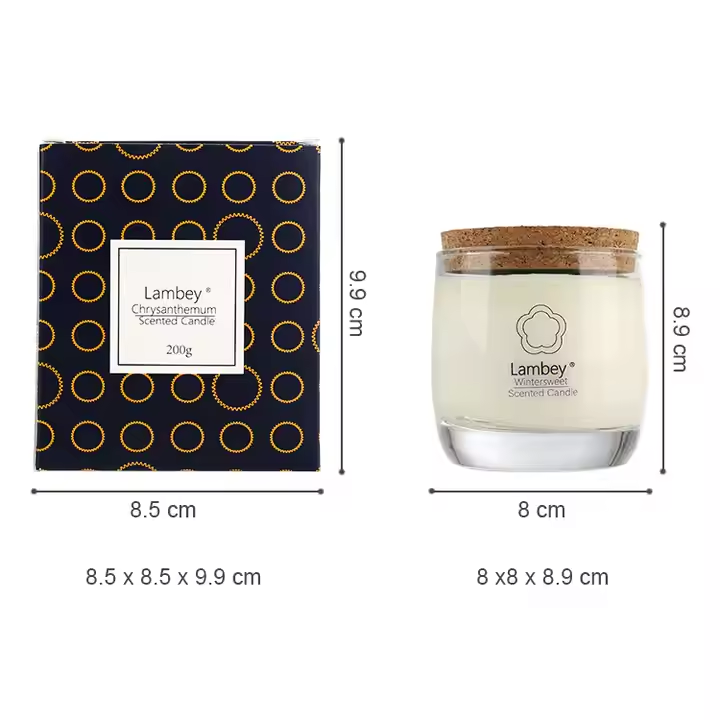 Glass with wood cover scented candle