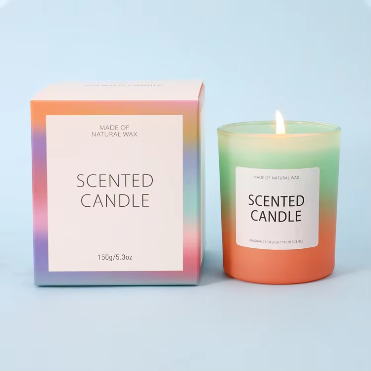 Custom glass gradient color scented candle