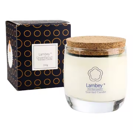 Glass with wood cover scented candle