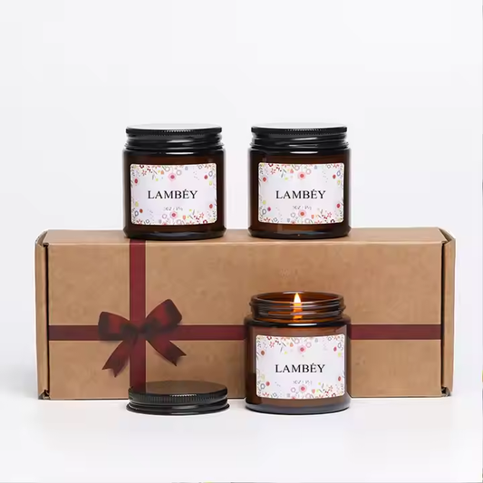 Brown glass scented candle with tinplate lid
