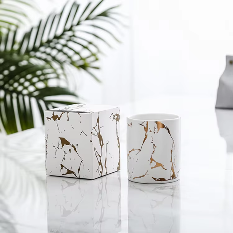 Lambey Best Selling Customized elegant Marbling multi-color candle jars scented candles for healing and relax