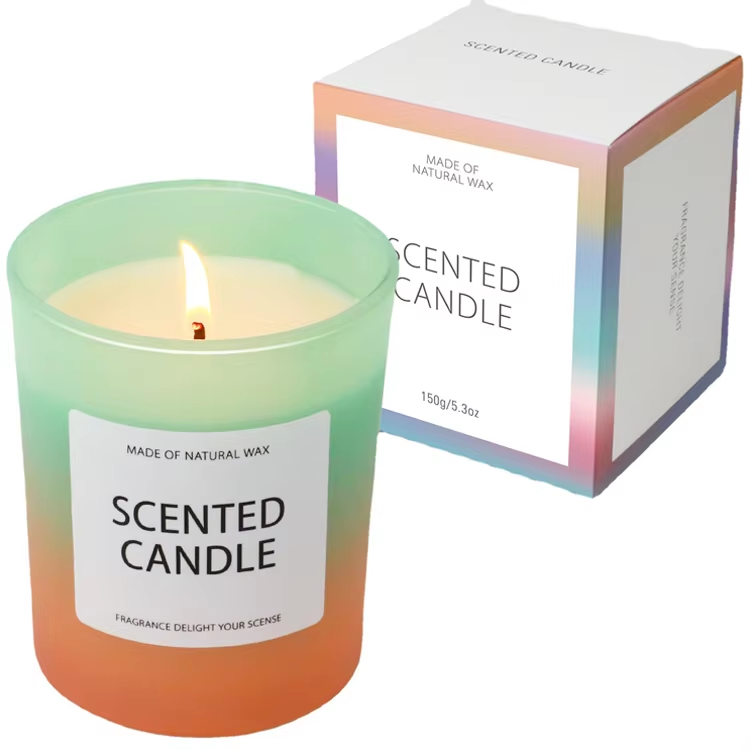 Custom glass gradient color scented candle