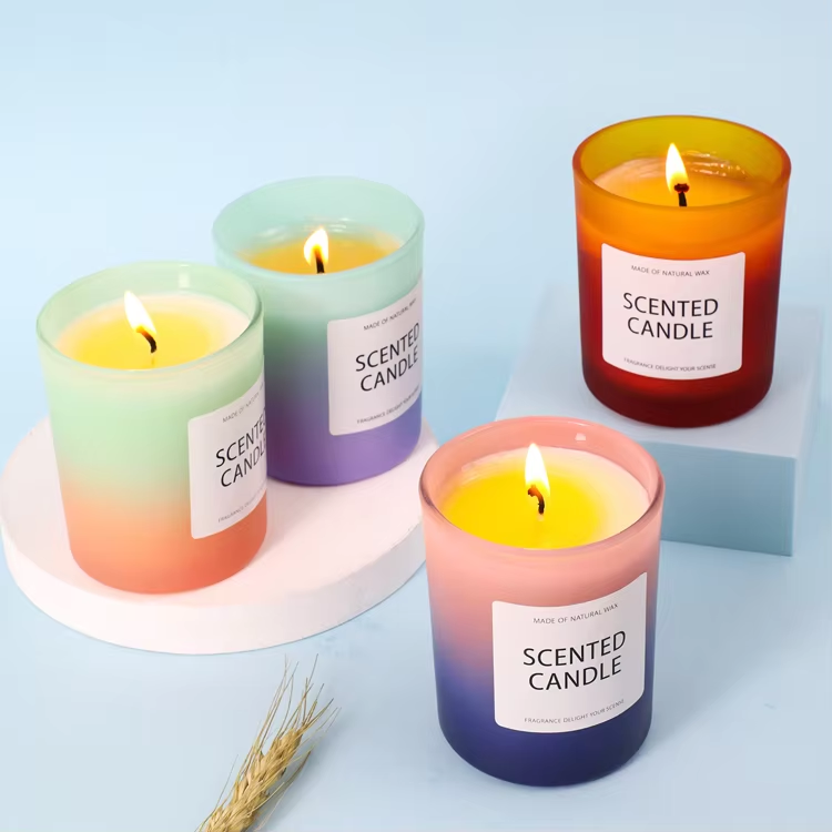 Custom glass gradient color scented candle