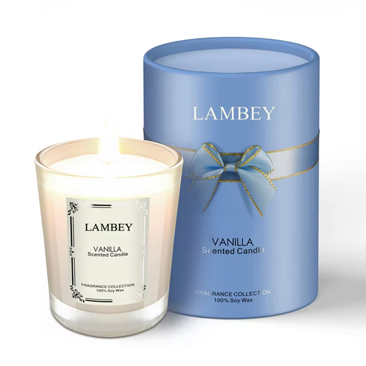 Glass candle with metal cover